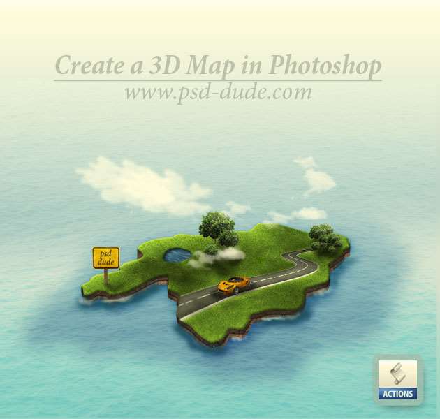PS创建逼真的微缩世界 优图宝 PS鼠绘教程island-water-photoshop