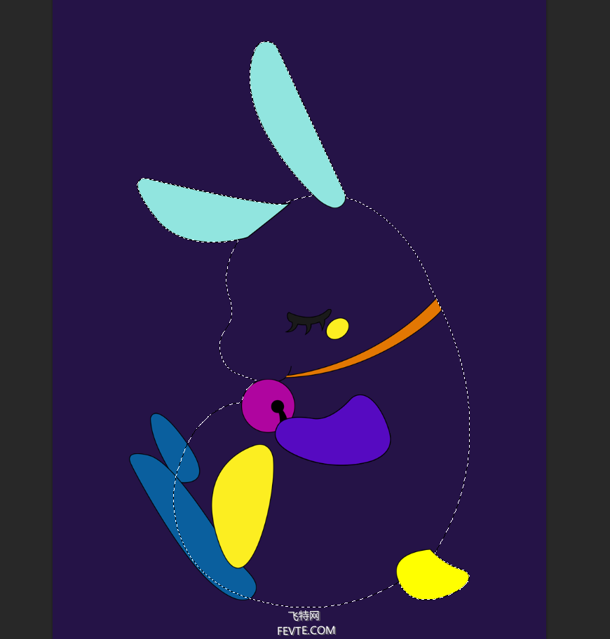 PS鼠绘梦幻渐变流光兔子插画教程 优图宝 PS鼠绘教程