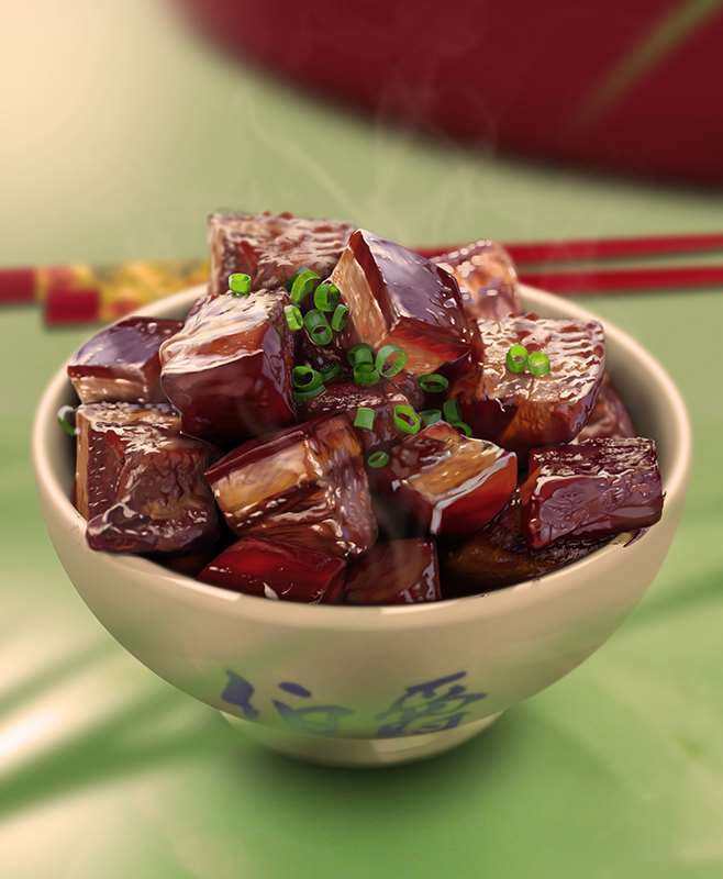 PS鼠绘逼真开胃的红烧肉 优图宝 PS鼠绘教程原图尺寸:658x800