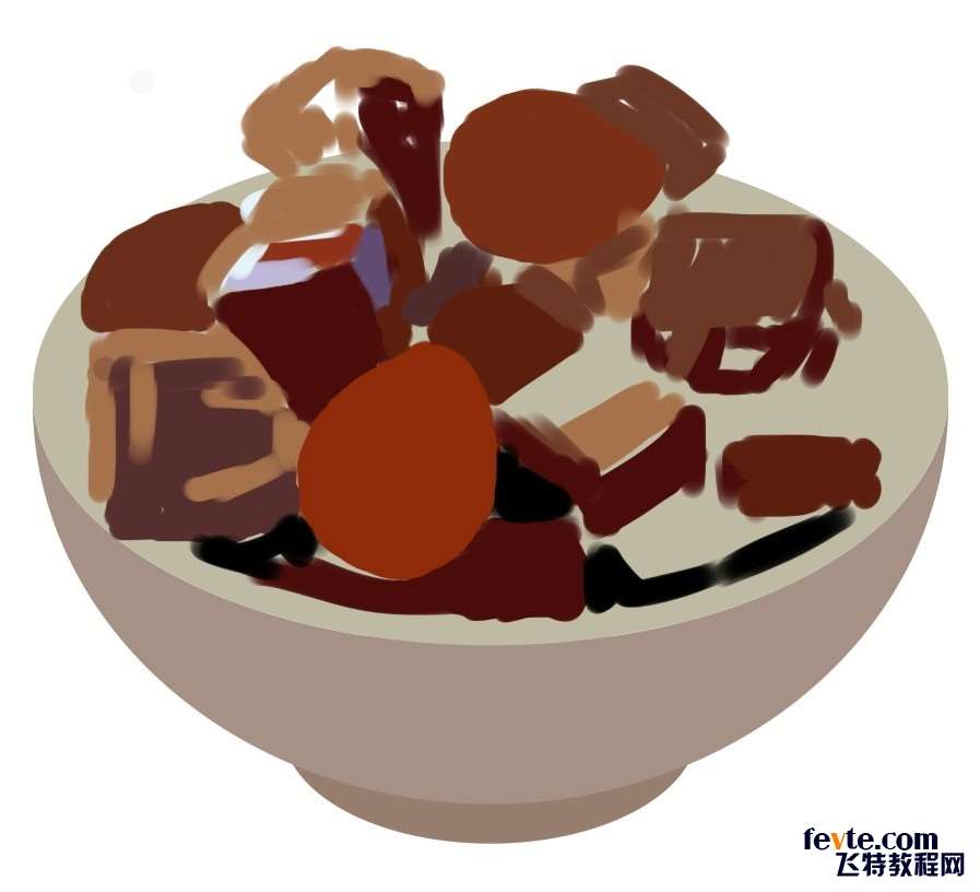 PS鼠绘逼真开胃的红烧肉 优图宝 PS鼠绘教程原图尺寸:897x816