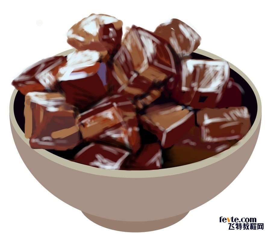 PS鼠绘逼真开胃的红烧肉 优图宝 PS鼠绘教程原图尺寸:890x779