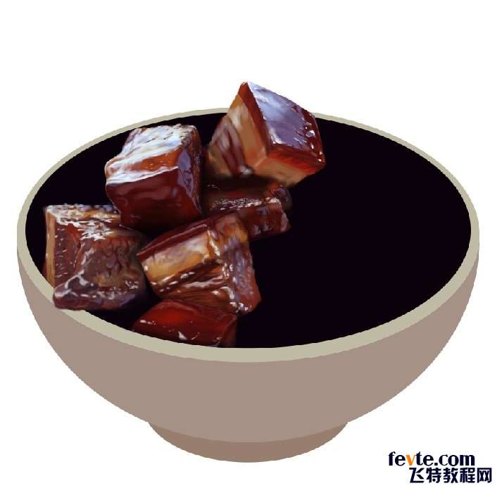 PS鼠绘逼真开胃的红烧肉 优图宝 PS鼠绘教程原图尺寸:713x700