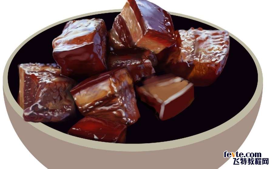 PS鼠绘逼真开胃的红烧肉 优图宝 PS鼠绘教程原图尺寸:1173x729
