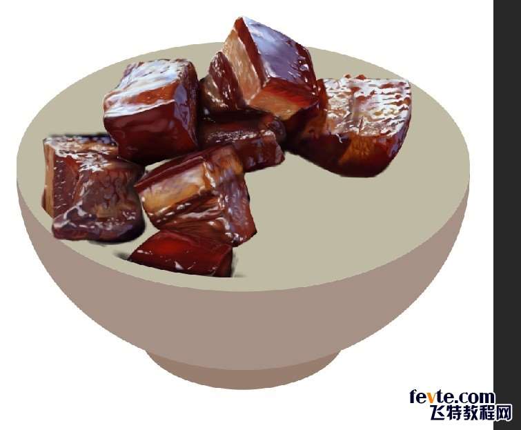 PS鼠绘逼真开胃的红烧肉 优图宝 PS鼠绘教程原图尺寸:755x623
