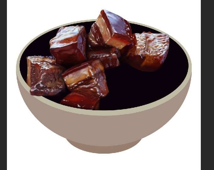 PS鼠绘逼真开胃的红烧肉 优图宝 PS鼠绘教程原图尺寸:681x541