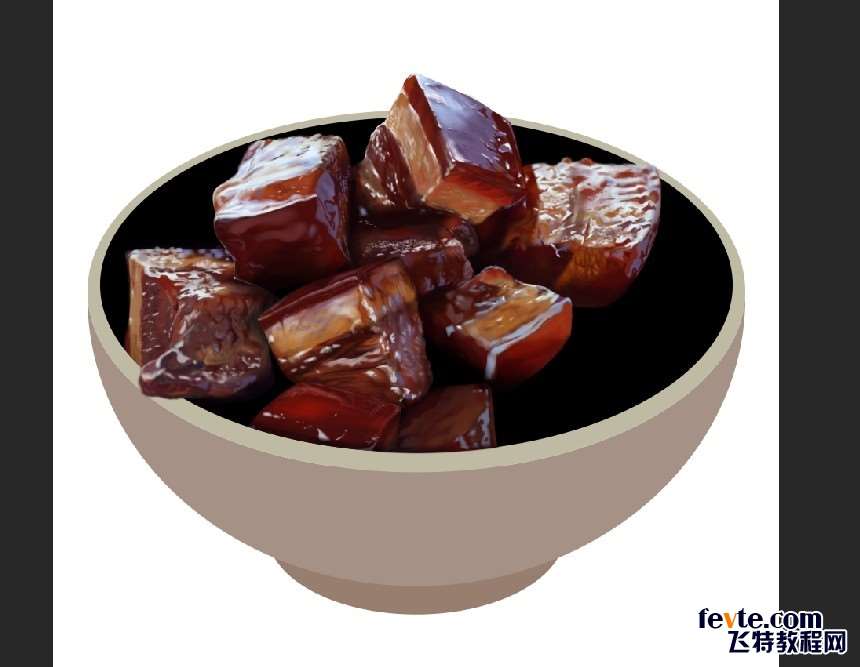 PS鼠绘逼真开胃的红烧肉 优图宝 PS鼠绘教程原图尺寸:860x667