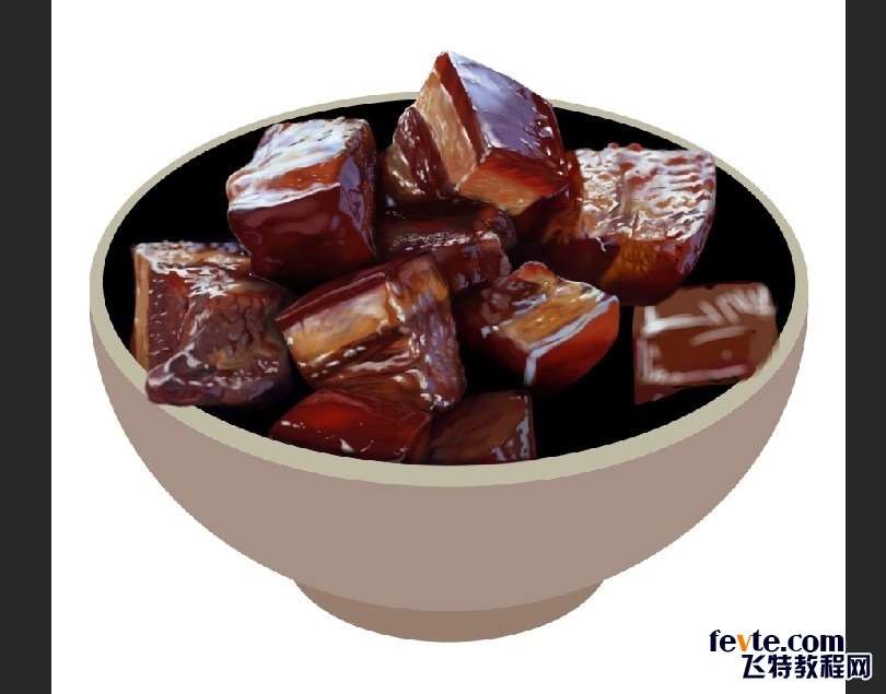PS鼠绘逼真开胃的红烧肉 优图宝 PS鼠绘教程原图尺寸:810x635