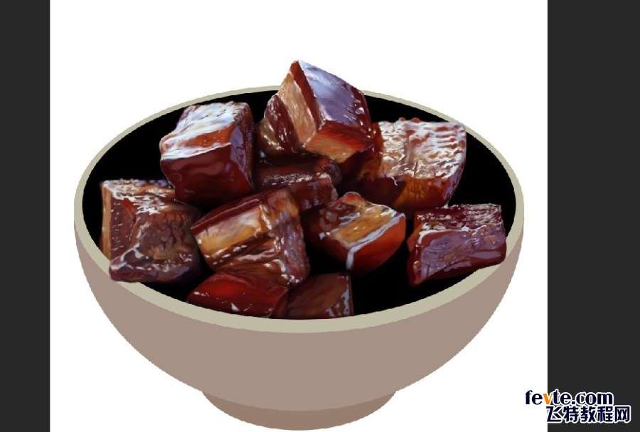PS鼠绘逼真开胃的红烧肉 优图宝 PS鼠绘教程原图尺寸:934x631