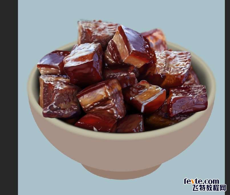 PS鼠绘逼真开胃的红烧肉 优图宝 PS鼠绘教程原图尺寸:807x682