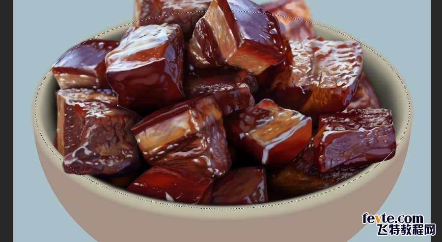 PS鼠绘逼真开胃的红烧肉 优图宝 PS鼠绘教程原图尺寸:1306x717