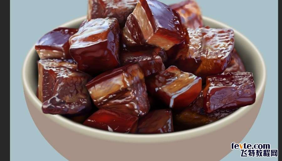 PS鼠绘逼真开胃的红烧肉 优图宝 PS鼠绘教程原图尺寸:1298x744