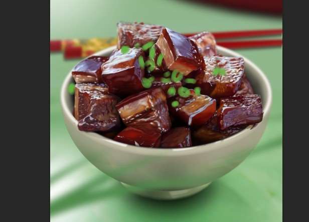 PS鼠绘逼真开胃的红烧肉 优图宝 PS鼠绘教程原图尺寸:616x444