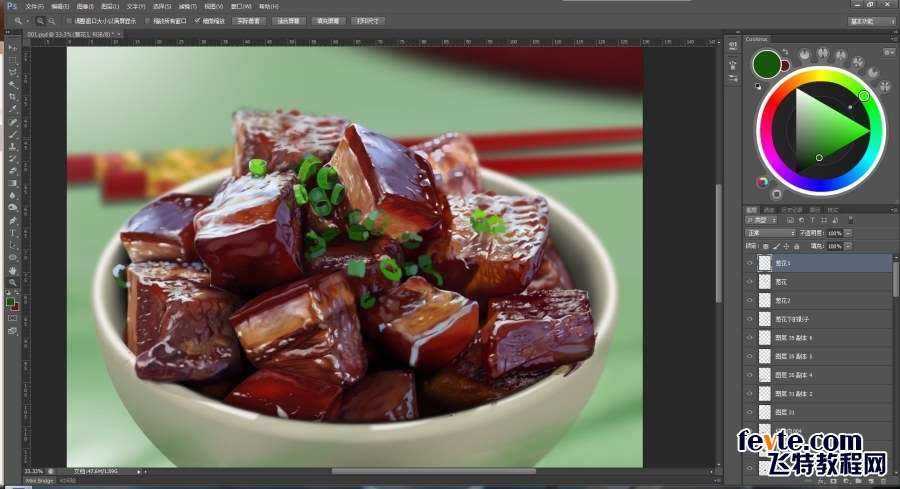 PS鼠绘逼真开胃的红烧肉 优图宝 PS鼠绘教程原图尺寸:1928x1048