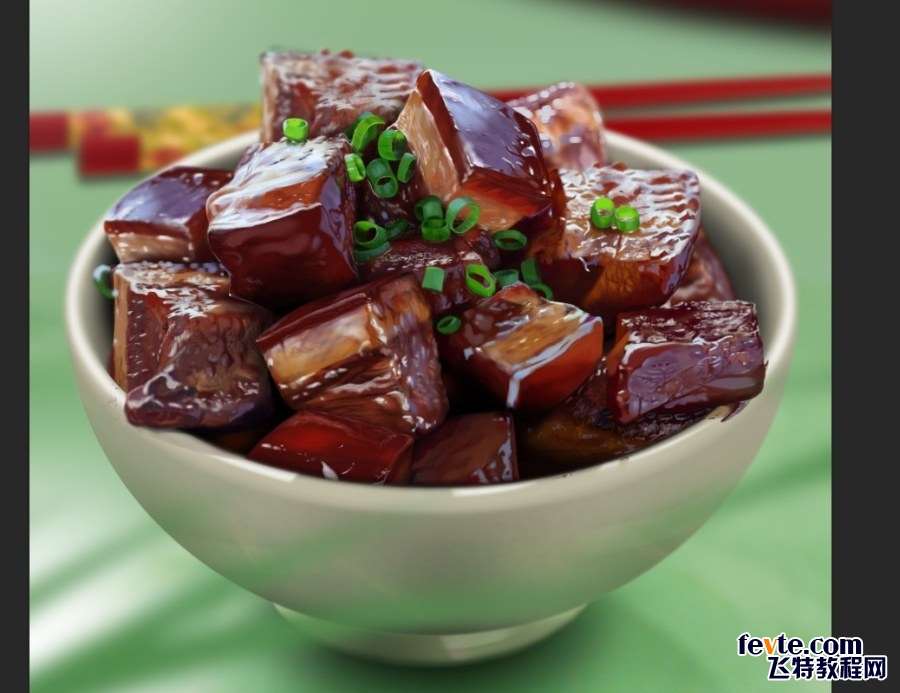 PS鼠绘逼真开胃的红烧肉 优图宝 PS鼠绘教程原图尺寸:1038x800
