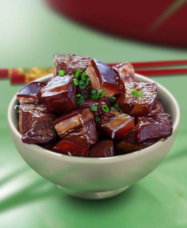 PS鼠绘逼真开胃的红烧肉 优图宝 PS鼠绘教程原图尺寸:610x743