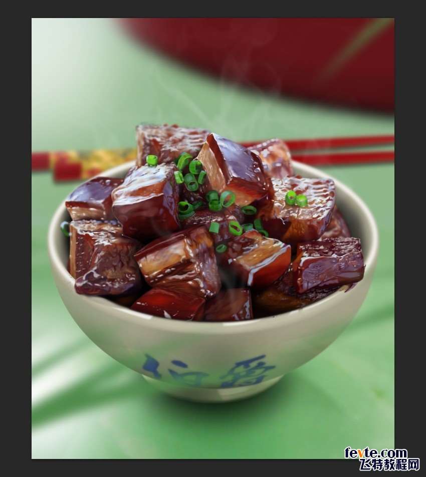 PS鼠绘逼真开胃的红烧肉 优图宝 PS鼠绘教程原图尺寸:850x952