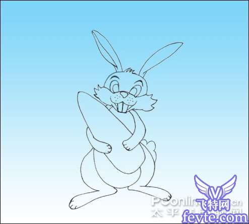 Photoshop鼠绘“抱胡萝卜的小兔子