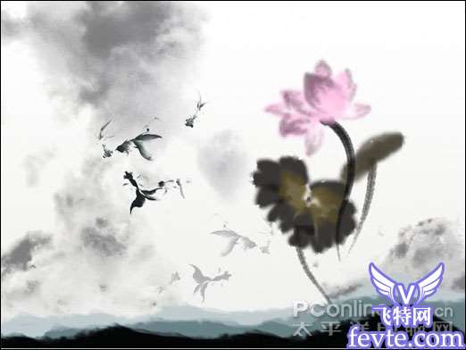 Photoshop教程：水墨荷花特效表现