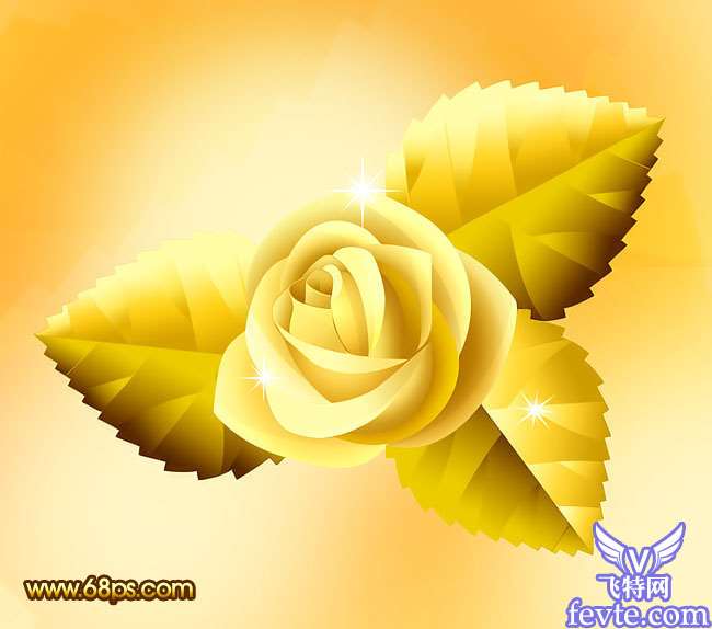 Photoshop鼠绘一只漂亮的金色玫瑰 优图宝 PS鼠绘教程