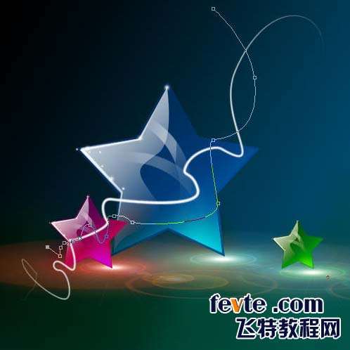 PS鼠绘彩色光线围绕的水晶五角星 优图宝 PS鼠绘教程