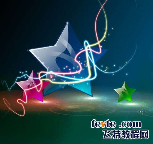 PS鼠绘彩色光线围绕的水晶五角星 优图宝 PS鼠绘教程