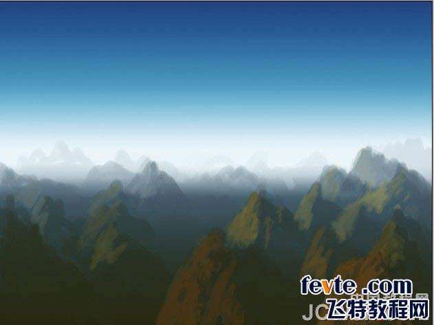 PS快速鼠绘迷雾中的群山 优图宝 PS鼠绘教程