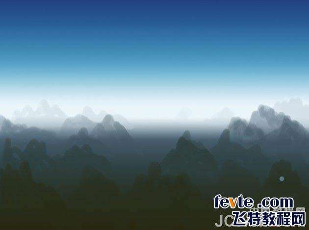 PS快速鼠绘迷雾中的群山 优图宝 PS鼠绘教程