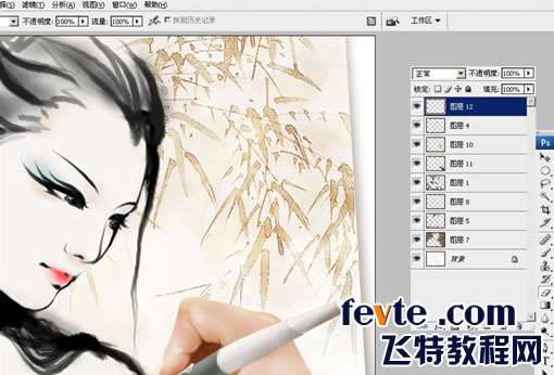 PS鼠绘水墨女孩 优图宝 PS鼠绘教程