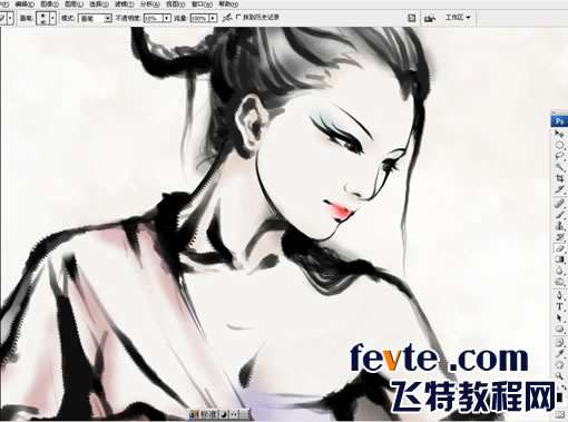 PS鼠绘水墨女孩 优图宝 PS鼠绘教程
