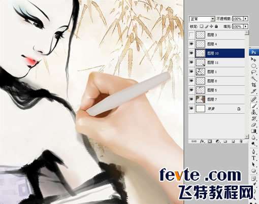 PS鼠绘水墨女孩 优图宝 PS鼠绘教程