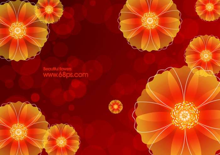 PS绘制红色花朵壁纸 优图宝 PS鼠绘教程