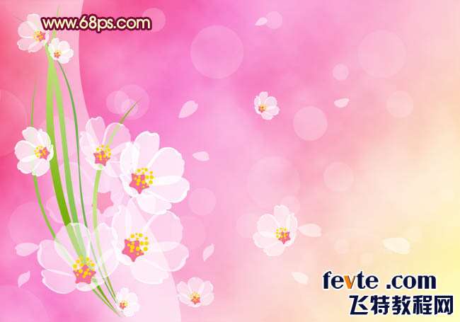 Photoshop制作粉红色花朵壁纸 优图宝 photoshop鼠绘教程