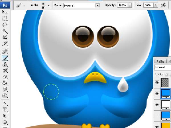 PS鼠绘可爱的蓝色小鸟 优图宝 PS鼠绘教程