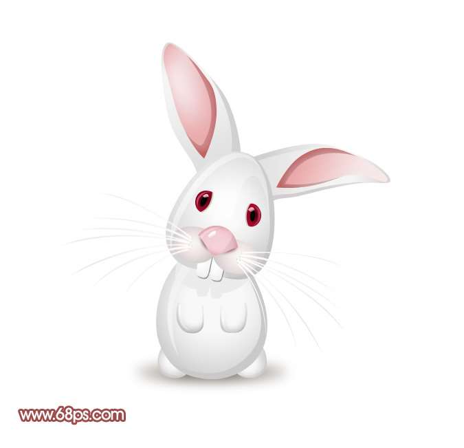 PS绘制可爱卡通小白兔 优图宝 PS鼠绘教程