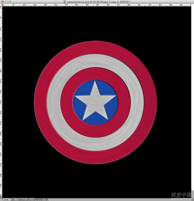 PS绘制大片《美国队长》主角使用的盾牌 优图宝 PS鼠绘教程步骤_14.jpg