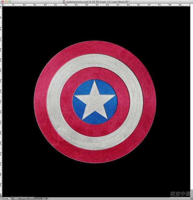PS绘制大片《美国队长》主角使用的盾牌 优图宝 PS鼠绘教程步骤_16.jpg