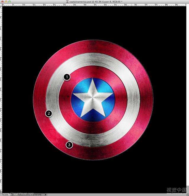 PS绘制大片《美国队长》主角使用的盾牌 优图宝 PS鼠绘教程步骤_21.jpg
