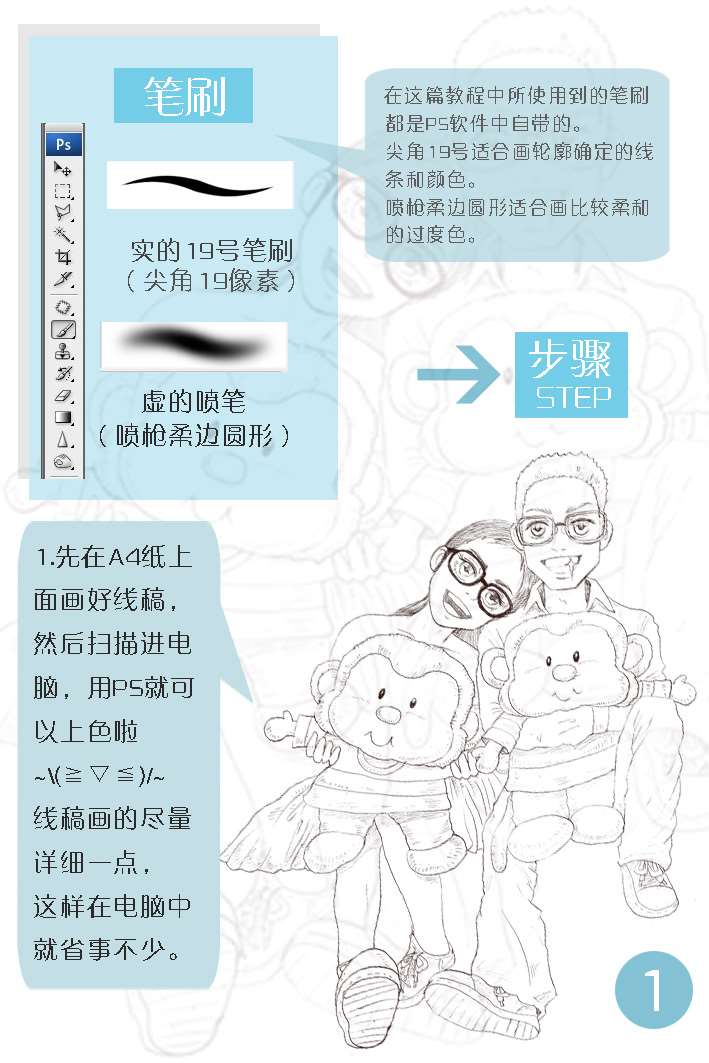 PS绘制属于自己的卡通情侣漫画 优图宝 PS鼠绘教程