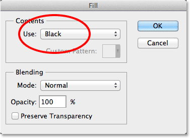 PS快速制作繁星 优图宝网 PS入门实例教程Changing the Use option to Black in the Fill dialog box. Image ? 2013 Photoshop Essentials.com