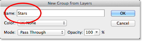 PS快速制作繁星 优图宝网 PS入门实例教程Naming the layer group in the New Group from Layers dialog box. Image ? 2013 Photoshop Essentials.com