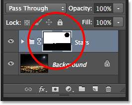 PS快速制作繁星 优图宝网 PS入门实例教程The Layers panel showing the mask thumbnail. Image ? 2013 Photoshop Essentials.com