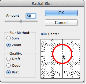 PS简单快速打造冲击力效果照片 优图宝网 PS入门实例教程Editing the Radial Blur Smart Filter settings. Image ? 2013 Photoshop Essentials.com