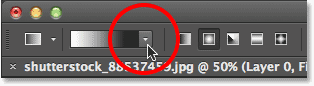 PS简单快速打造冲击力效果照片 优图宝网 PS入门实例教程Clicking the triangle icon to the right of the gradient preview bar in the Options Bar. Image ? 2013 Photoshop Essentials.com