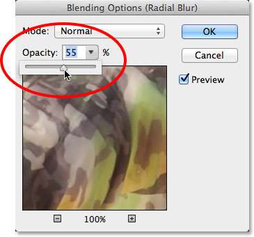 PS简单快速打造冲击力效果照片 优图宝网 PS入门实例教程Loweing the opacity of the Radial Blur Smart Filter. Image ? 2013 Photoshop Essentials.com