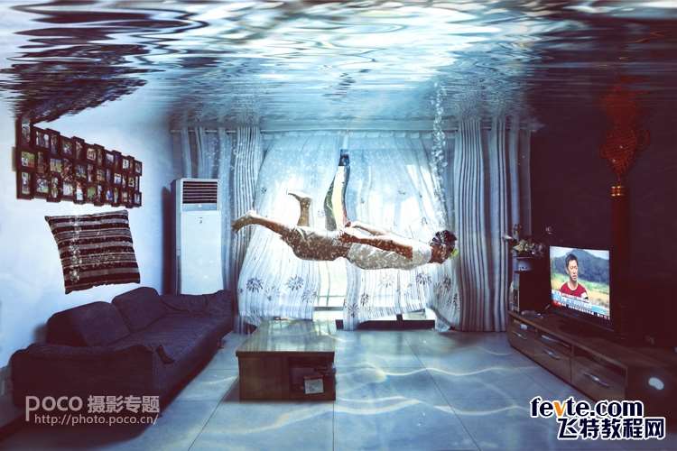 PS合成梦幻潜水效果场景 优图宝 PS图片合成教程