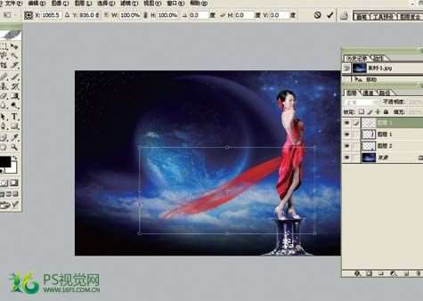 PS合成唯美中国风美女星空效果照片 优图宝 PS图片合成教程