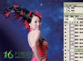 PS合成唯美中国风美女星空效果照片 优图宝 PS图片合成教程