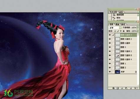 PS合成唯美中国风美女星空效果照片 优图宝 PS图片合成教程