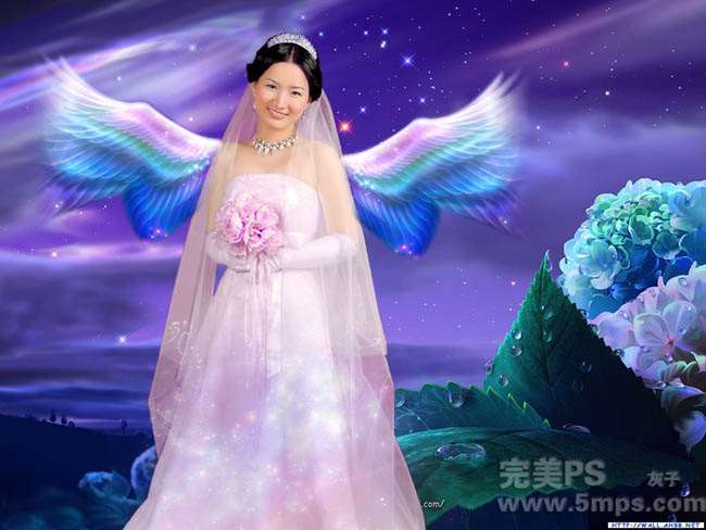 Photoshop打造梦幻天使婚片 优图宝 PS图片合成教程