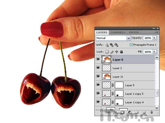 photoshop合成长着獠牙的樱桃 优图宝 photoshop图片合成教程